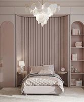 Ensemble de meubles de chambre à coucher HJ HOME Luxury INS, tête de lit haute et moelleuse, panneau mural rembourré en tissu, ensemble de lit rose pour enfants