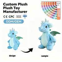 Peluche de dragon bleu mignon personnalisée, jouet en peluche de dinosaure doux ODM OEM pour enfants