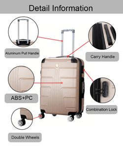 Cổ điển Unisex Cổ Điển chống trầy xước Hardshell hành lý đặt Spinner Bánh Xe ABS PC hãng hàng không được phê duyệt Trọng lượng nhẹ cán trường hợp - Product Image 6