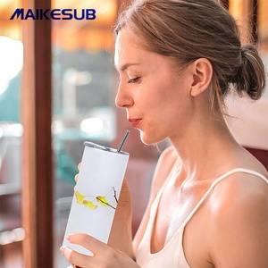 Mỹ Kho Đôi Tường Thăng Hoa Trống Thép Không Gỉ 20Oz Skinny Tumbler Cup Chai Nước Có Nắp Đậy Và Ống Hút - Product Image 3