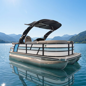 Nouvelles mini-barges de fête en fibre de verre, bateaux pontons en aluminium de 16 pieds avec moteur à vendre - Product Image 3