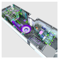 Équipement de terrain de jeu intérieur moderne certifié sécurité multi-niveaux avec piscine à balles et toboggan pour centre commercial
