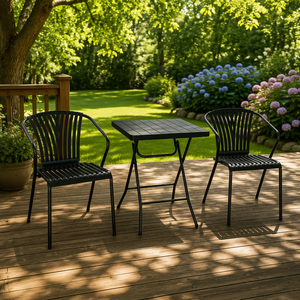Other outdoor furniture 3-Piece Outdoor Metal <b>Bistro</b> <b>Set</b> - Portable Folding Square Patio <b>Bistro</b> Table - Product Image 2