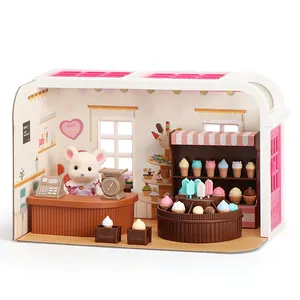 Koala Diary Mini Doll House Toys DIY Furniture Toys Miniature Bread Ice Cream Store for Kids