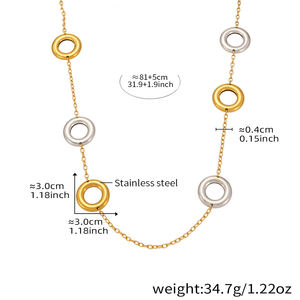 Kadın Trendy 18K altın PVD paslanmaz çelik bağlantı zinciri uzun kollu kazak aksesuar hediye için yuvarlak geometri kolye kolye - Product Image 6