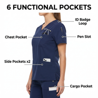 Ensemble de blouses chirurgicales orthopédiques en denim à col en V, uniforme d'infirmière, logo personnalisé OEM, unisexe