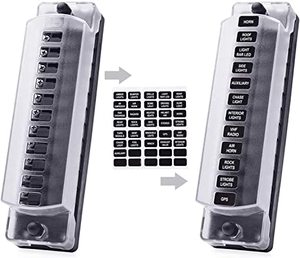 12 Way 12/24VDC Blade Fuse Block with Negative <strong>Bus</strong> Waterproof Protection Cover <strong>Sticker</strong> for Autos-12 Fuses &amp; Fuseholders - Product Image 4