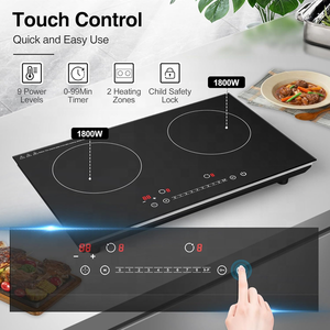 Placa de Inducción Doble Eléctrica de 4000W, 2 Quemadores, 220V, Portátil, Pantalla Táctil LCD, Resistente al Agua, Bloqueo de Seguridad para Niños, Control de Temperatura - Product Image 4