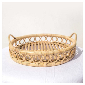 2025 Large Artisan Woven Rattan & Rope Tray Handcrafted <b>Decorative</b> Basket for Farmhouse Boho & Contemporary <b>Spaces</b> Sea Grass - Product Image 5