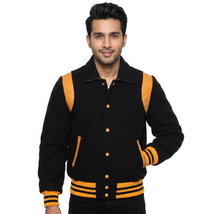 Vestes varsity pour homme en tissu de laine avec patchs, style streetwear, coupe confortable, veste varsity personnalisée pour homme - Product Image 1