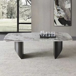 Mesa de centro de mármol, muebles rectangulares modernos y minimalistas para sala de estar, estilo nórdico de alta gama - Product Image 2