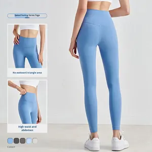 Leggings de Yoga de Doble Cara sin Costuras con Efecto Desnudo y Control de Abdomen para Mujer, Levanta Glúteos, Bloques de Color, Largo Completo - Product Image 3