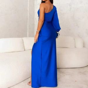 Vestido Largo de Satén Elegante y Lujoso con un Solo Hombro Descubierto, Vestido de Noche Formal con Abertura Alta para Mujer, para Ocasiones Especiales - Product Image 2