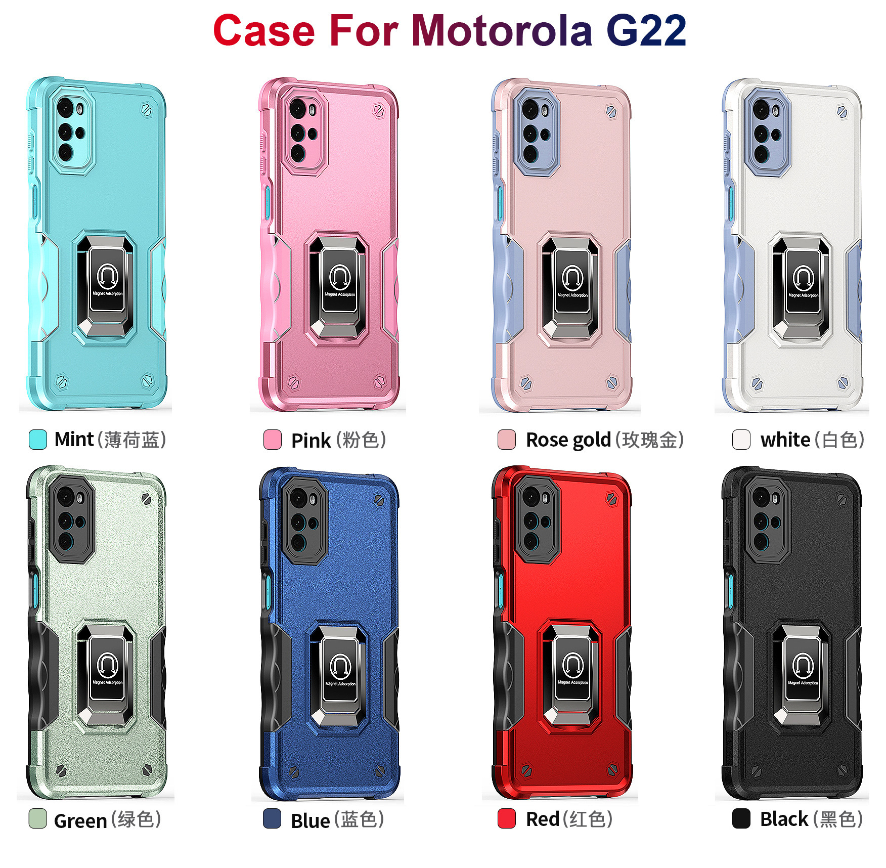 Case For Moto E20 /E30 /E40 Slide Camera Lens Protection And Built In 360 Rotatable Ring Holder White