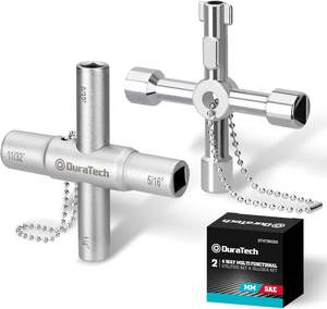 Clé multifonctionnelle en acier à 4 voies pour robinet, outil de réparation manuel pour vannes, robinets et robinets d'arrêt - Product Image 1