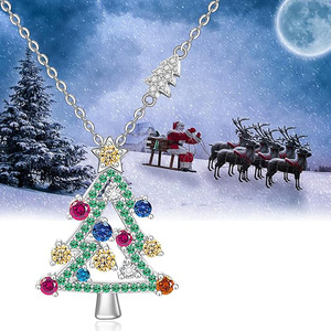 Collana con ciondolo a forma di albero di Natale colorato, collana da donna alla moda per le vacanze e le feste - Product Image 6