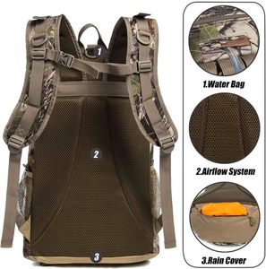 Mochila de caza de Color de camuflaje de tela flocada de alta calidad con muestra gratis, mochila de senderismo para mujeres y hombres - Product Image 4