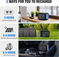 Station d'alimentation portable NIKiSUN 600W 296Wh, batterie au lithium, générateur solaire, charge rapide, lumière LED, 9 sorties, onde sinusoïdale pure