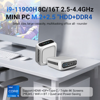 Mini PC de Alto Rendimiento con Core I9-11900H, DDR4, SSD M.2 SATA, Función Completa, Tipo-C, Triple Pantalla 4K, Computadora Compacta