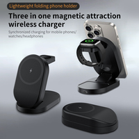 Stasiun Pengisian Daya Nirkabel Magnetik 3-in-1 Multifungsi Portabel Lipat 15W Ringan untuk iPhone, Jam Tangan, dan Earphone