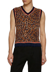 Gilet en tricot <span class=keywords><strong>marron</strong></span> de haute qualité, personnalisé avec un logo de mode sportive, imprimé léopard, vêtements pour hommes, pulls <span class=keywords><strong>sans</strong></span> manches de luxe - Product Image 2