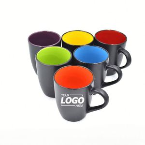 Grande tasse à café personnalisée en céramique de porcelaine noire mate, impression sérigraphique, poignée ergonomique, 16 oz, pour café, thé, jus, chocolat - Product Image 1