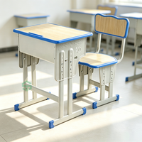Ensemble de bureau et chaise réglables pour étudiants, structure métallique, mobilier scolaire pour salle de classe, bureau et chaise d'étude pour enfants
