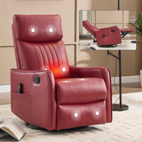 [Kursi Recliner Manual Pijat Panas Kulit Sintetis AS] dengan Fitur Rocker dan Putar, 6 Warna, Pengiriman Cepat dari AS, MOQ 1