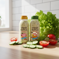Bouteille en PET de qualité alimentaire pour mayonnaise, vinaigrette, sauce chili, ketchup, sauce barbecue piquante, condiment, avec bouchon à vis sérigraphié