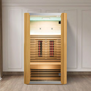 Moderna Sauna a Infrarossi in Legno di Hemlock Canadese con Terapia a Luce Rossa a Spettro Completo e Cabina in Cedro - Product Image 2