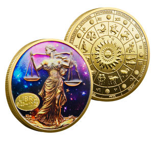 Moneda Conmemorativa Coleccionable de la Marca PANBO, Diseño 3D de Libra, Aleación de Zinc Fundida a Presión, <span class=keywords><strong>Calendario</strong></span> del Zodiaco - Product Image 1