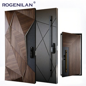 Portes d'entrée principales extérieures en aluminium intelligentes blindées et sécurisées Rogenilan personnalisées, résistantes à l'humidité, gravées en 3D - Product Image 1