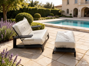 Black Aluminum Modern Waterproof Weather Resistant Outdoor Patio Lounge Chair - Product Image 2