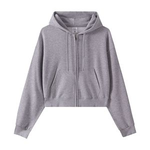 <span class=keywords><strong>Felpa</strong></span> <span class=keywords><strong>con</strong></span> Cappuccio e Zip a <span class=keywords><strong>Maniche</strong></span> <span class=keywords><strong>Corte</strong></span> in Pile Pesante 330g per Donna, Oversize Autunnale, Semplice e Versatile - Product Image 5