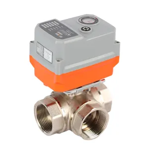 DN15 - DN100 Nickel Plating Copper / Brass Natural Gas Motorized Electric Actuator Ball Valve Failsafe to Close