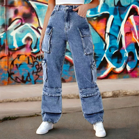 Pantalon en Denim Style Vintage pour femmes pantalon Cargo élégant imprimé évasé Streetwear droit été dames Y2K Sexy taille décontractée