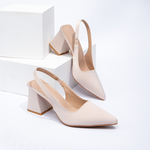 Scarpe da donna con tacco Casual stile sandalo tacco alto con tacco <span class=keywords><strong>Slingback</strong></span> pepato in vera pelle - Product Image 5