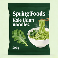 Vegetarian Vegan Instant Low Sodium Cooked Kale Udon Noodles in Bag for Weight Management