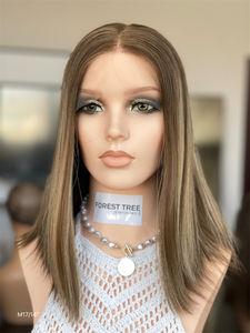 Prix de vente d'usine prêt à expédier 100% cheveux blonds européens cheveux humains HD perruque Lace Top luxe aligné cuticule perruques juives - Product Image 2