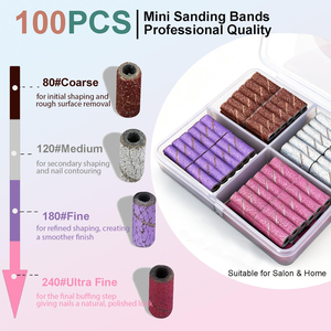 3 mm Mandrel Bit, 80 120 180 240 Fine Grit <b>Nail</b> File for Acrylic <b>Nails</b> Gel Manicures and Pedicure 200Pcs Mini <b>Nail</b> Drill Bits, - Product Image 1
