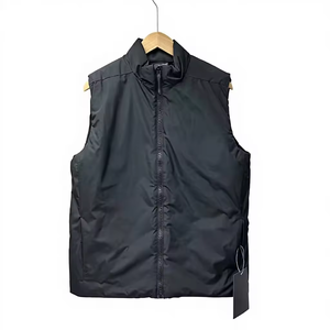 Gilet matelassé coupe-vent pour homme, col montant, couleur unie, fermeture éclair sur le devant, vêtement d'extérieur décontracté, 100 % polyester, pour l'automne - Product Image 2
