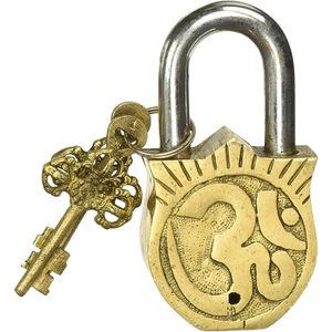 Laxmi Golden Brass <b>Padlock</b> with Keys Functional Anti-Theft and Waterproof Lock Solid Iron Material - Product Image 1