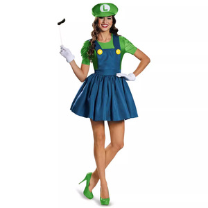 Costume de femme Mario pour adulte, combinaison jupe, tenue de fête d'Halloween, déguisement de jeu - Product Image 2