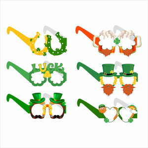Holiday <strong>Party</strong> Accessories Decorative <strong>Shamrock</strong> Photo Booth Props 6PCS Green <strong>Glasses</strong> St. Patrick's Day <strong>Glasses</strong> - Product Image 1