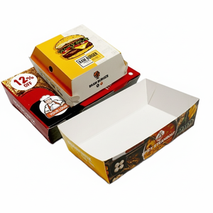 บรรจุภัณฑ์ Takeaway ที่สร้างสรรค์กระดาษคราฟท์กระดาษแข็งแบบใช้แล้วทิ้งที่ย่อยสลายได้ทางชีวภาพกล่องอาหารเบอร์เกอร์แบบกําหนดเอง - Product Image 1