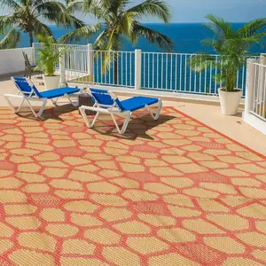 Karpet luar ruangan portabel dapat dibalik besar bahan Polyester tahan air dan PP karpet jerami dapat dicuci untuk berkemah piknik Area teras