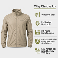 Veste coupe-vent légère personnalisée pour homme, col montant, respirante, fermeture éclair intégrale, poches zippées, pour voyage, trajets quotidiens, décontractée, extérieur