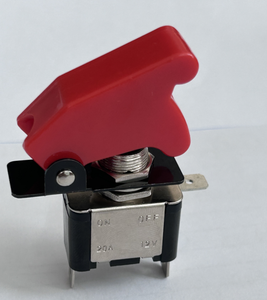 ASW-07D-RS 12v 220V toggle מתג עם כיסוי בטיחות אדום & כחול 2 מיקום מתכת dpdt מגע עם אור אדום לרכב - Product Image 1