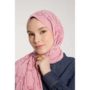 Pure Tone Pink Rose <b>Scarf</b>-Marginal Pattern Complimentary Hat & <b>Gloves</b> <b>Set</b> - Product Image 1