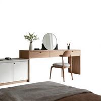 Table de toilette française en bois naturel avec miroir, coiffeuse personnalisée pour chambre à coucher, bureau de maquillage